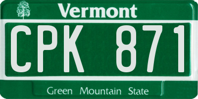 VT license plate CPK871