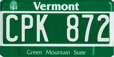 VT license plate CPK872