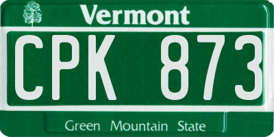 VT license plate CPK873