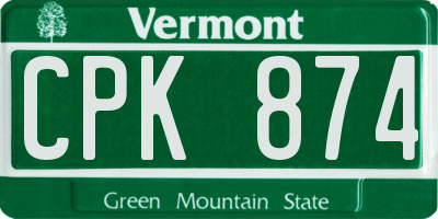 VT license plate CPK874