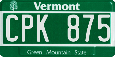 VT license plate CPK875