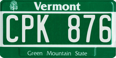 VT license plate CPK876