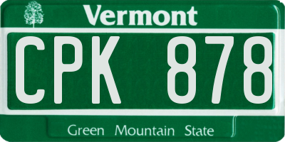 VT license plate CPK878