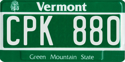 VT license plate CPK880