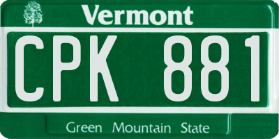 VT license plate CPK881