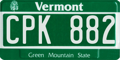 VT license plate CPK882