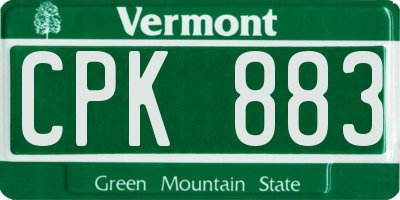 VT license plate CPK883