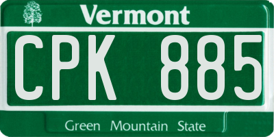 VT license plate CPK885