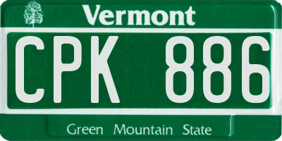 VT license plate CPK886
