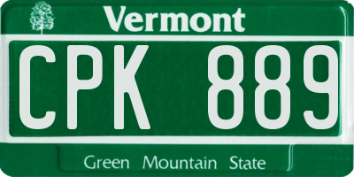 VT license plate CPK889