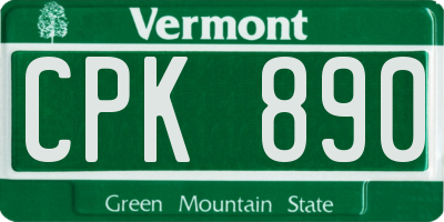 VT license plate CPK890