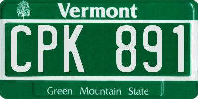 VT license plate CPK891