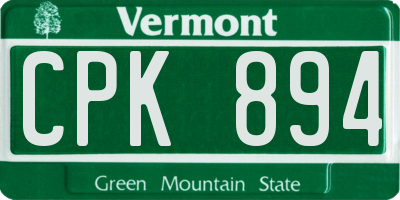 VT license plate CPK894