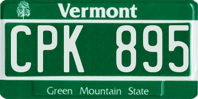 VT license plate CPK895