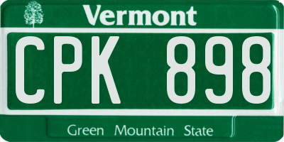 VT license plate CPK898