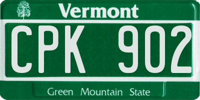 VT license plate CPK902