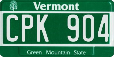 VT license plate CPK904