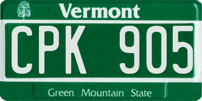 VT license plate CPK905