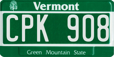VT license plate CPK908