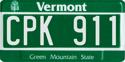 VT license plate CPK911