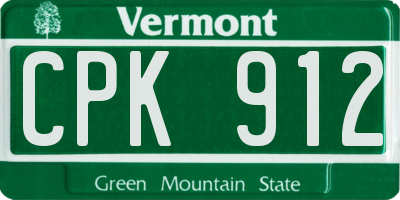 VT license plate CPK912