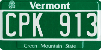 VT license plate CPK913