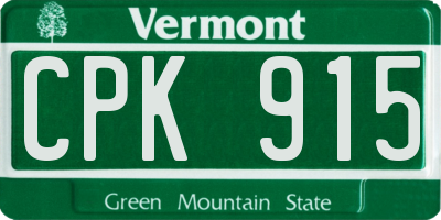 VT license plate CPK915