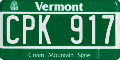VT license plate CPK917