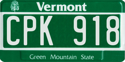VT license plate CPK918