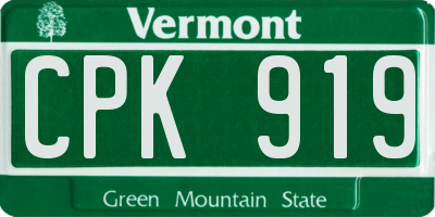 VT license plate CPK919