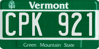 VT license plate CPK921