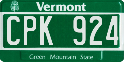 VT license plate CPK924