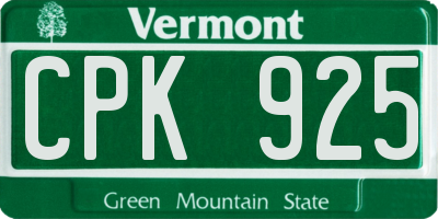 VT license plate CPK925