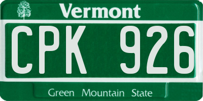VT license plate CPK926
