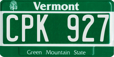 VT license plate CPK927