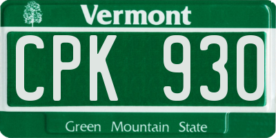 VT license plate CPK930