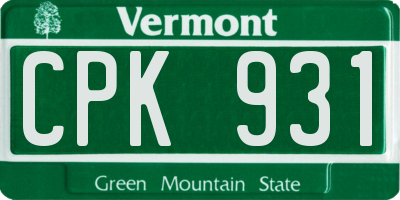 VT license plate CPK931