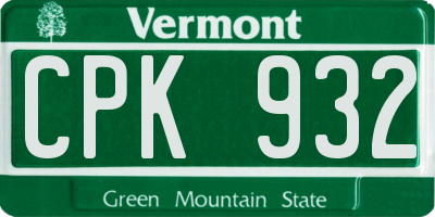 VT license plate CPK932