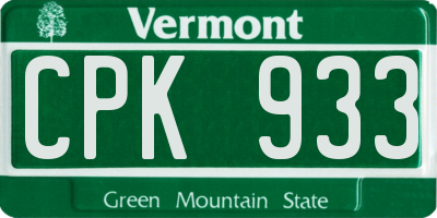 VT license plate CPK933