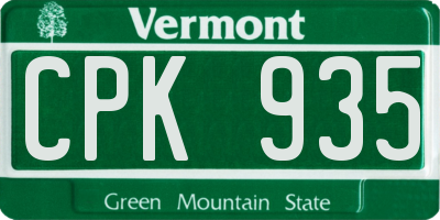 VT license plate CPK935
