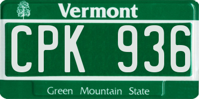 VT license plate CPK936