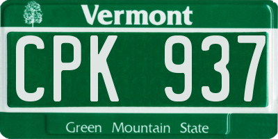 VT license plate CPK937