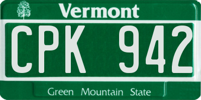 VT license plate CPK942