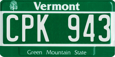 VT license plate CPK943