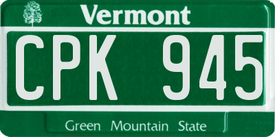 VT license plate CPK945