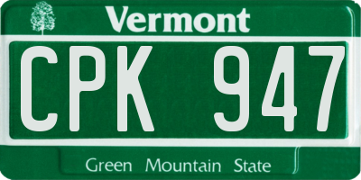 VT license plate CPK947