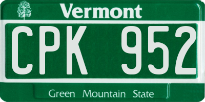 VT license plate CPK952