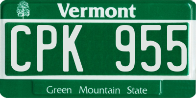 VT license plate CPK955
