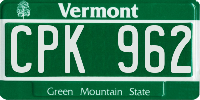 VT license plate CPK962