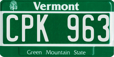 VT license plate CPK963